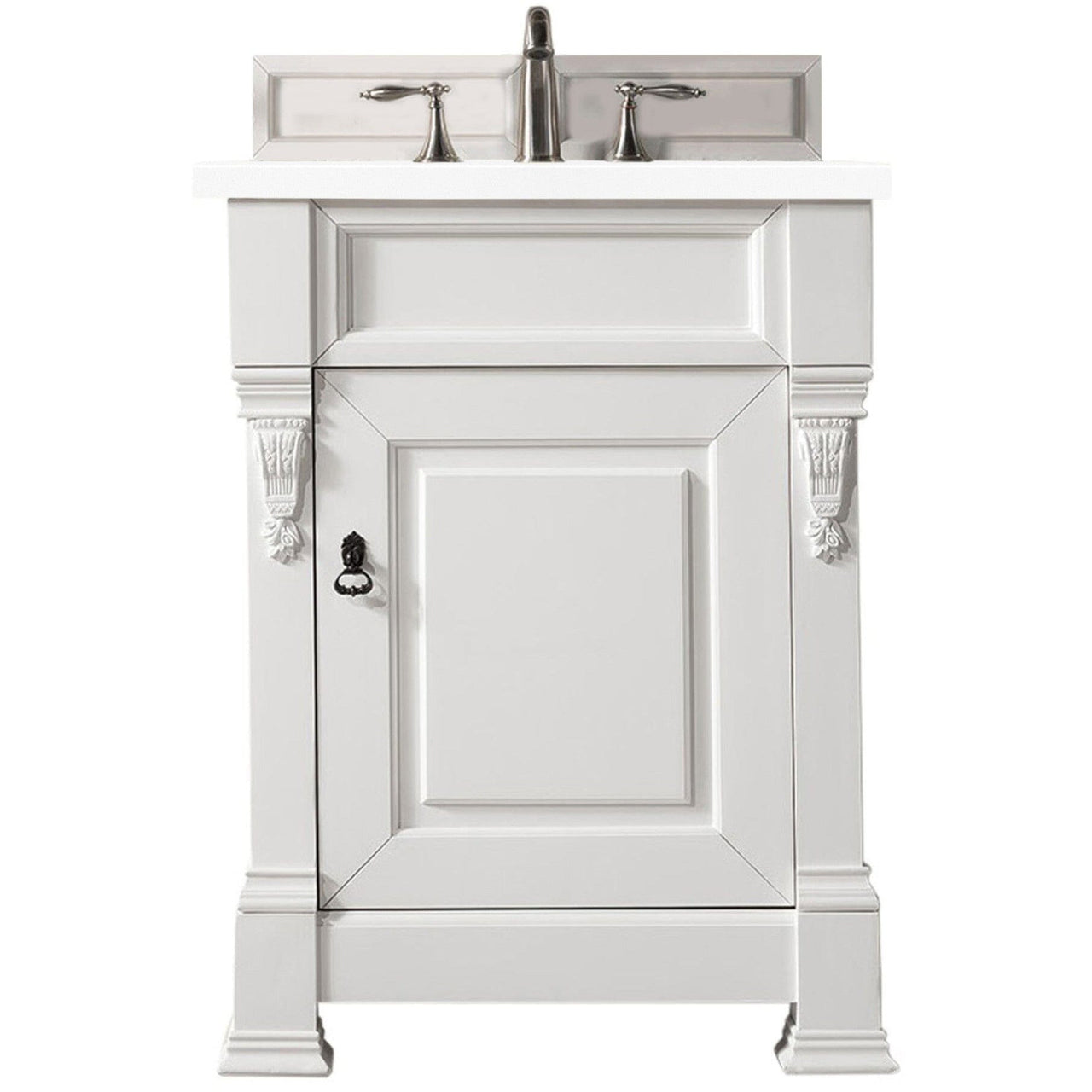 James Martin Brookfield 26" Single Vanity Vanities James Martin Bright White w/ 3 CM Classic White Quartz Top 