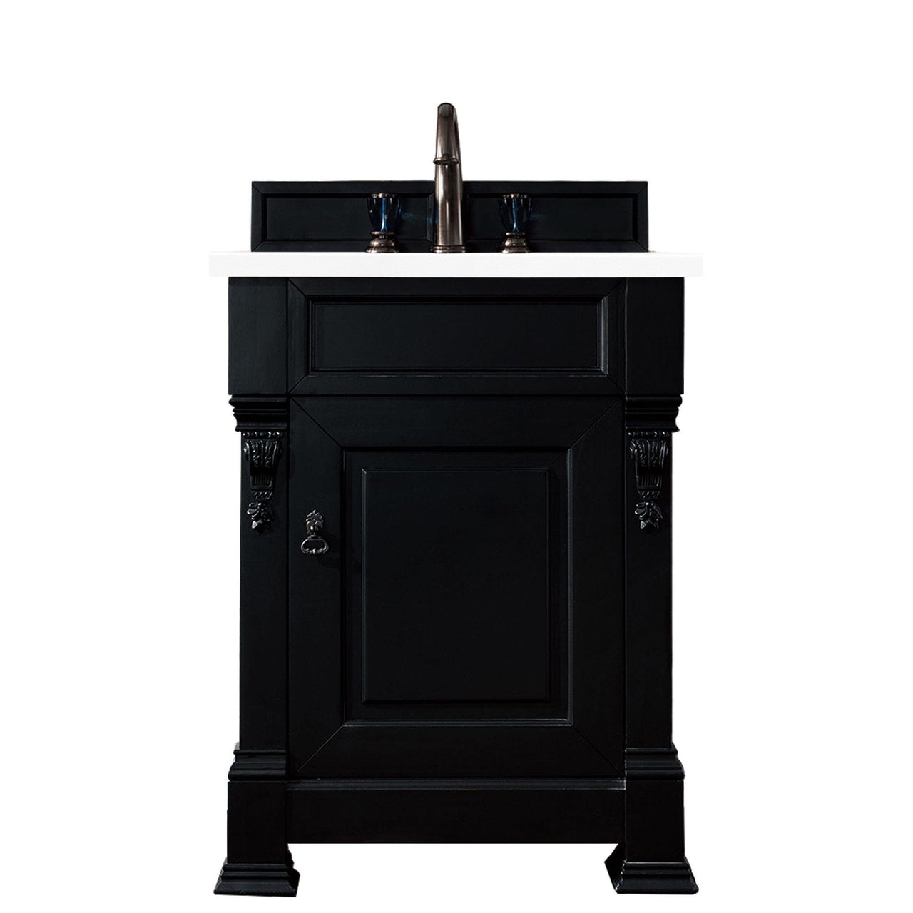 James Martin Brookfield 26" Single Vanity Vanities James Martin Antique Black w/ 3 CM Classic White Quartz Top 