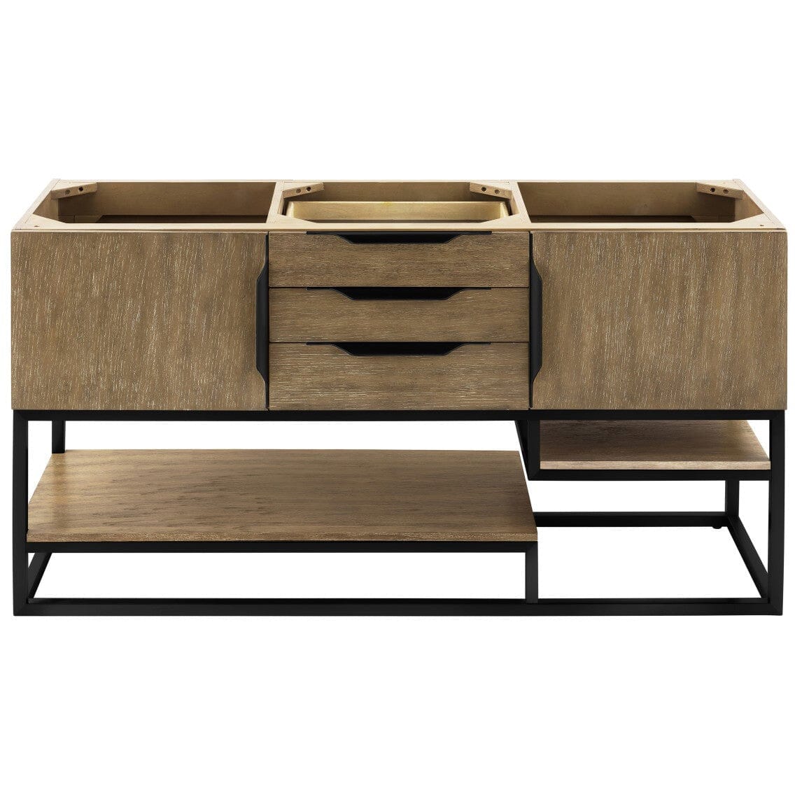 James Martin Columbia 59" Double Vanity Vanity James Martin Latte Oak - Matte Black Cabinet Only 