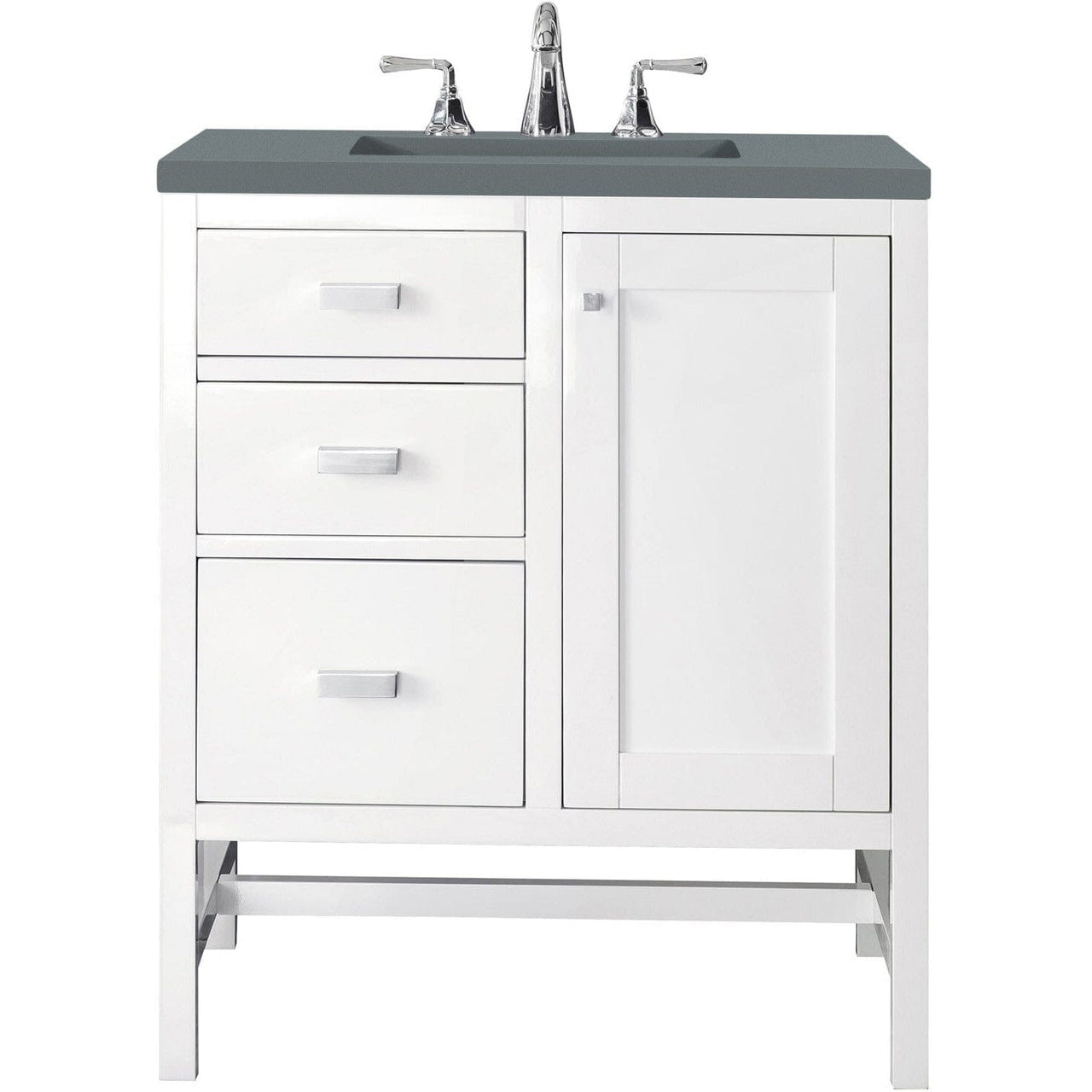 James Martin Addison 30" Single Vanity Vanity James Martin Glossy White w/ 3 CM Cala Blue Top 