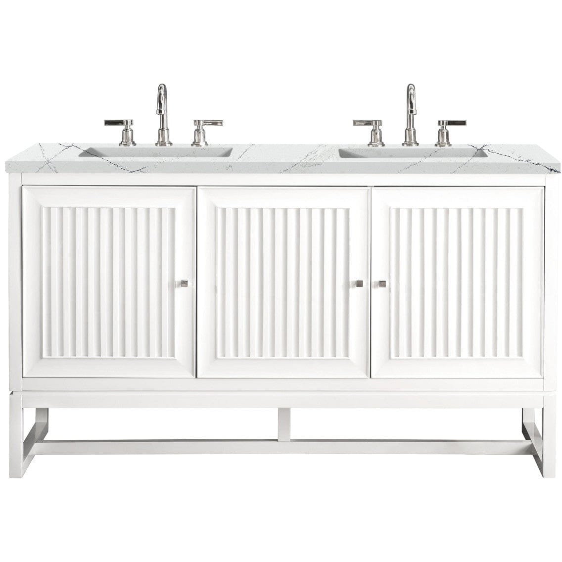 James Martin Athens 60" Double Vanity Vanity James Martin Glossy White w/ 3 CM Ethereal Noctis Top 