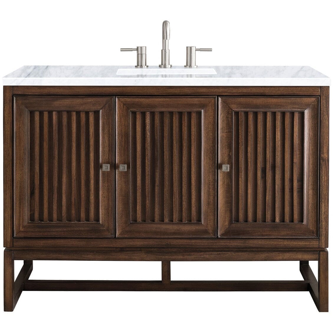 James Martin Athens 48" Single Vanity Vanity James Martin Mid Century Acacia w/ 3 CM Carrara White Top 