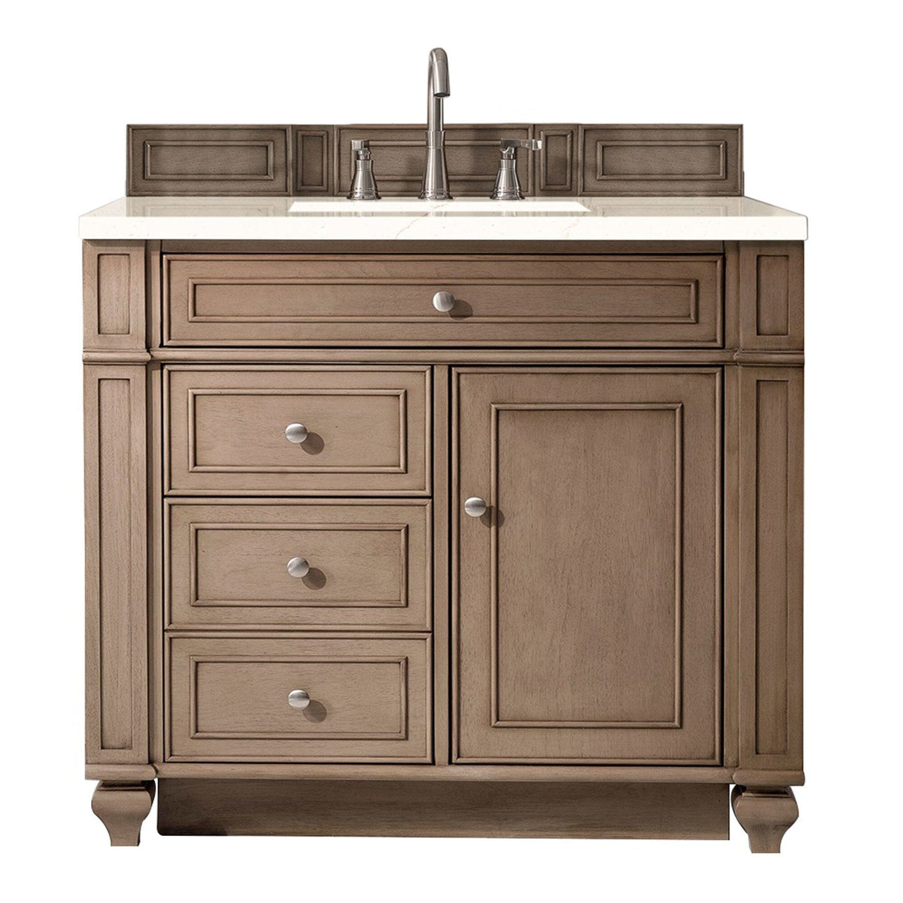 James Martin Bristol 36" Single Vanity Vanity James Martin Whitewashed Walnut w/ 3 CM Eternal Marfil Quartz Top 
