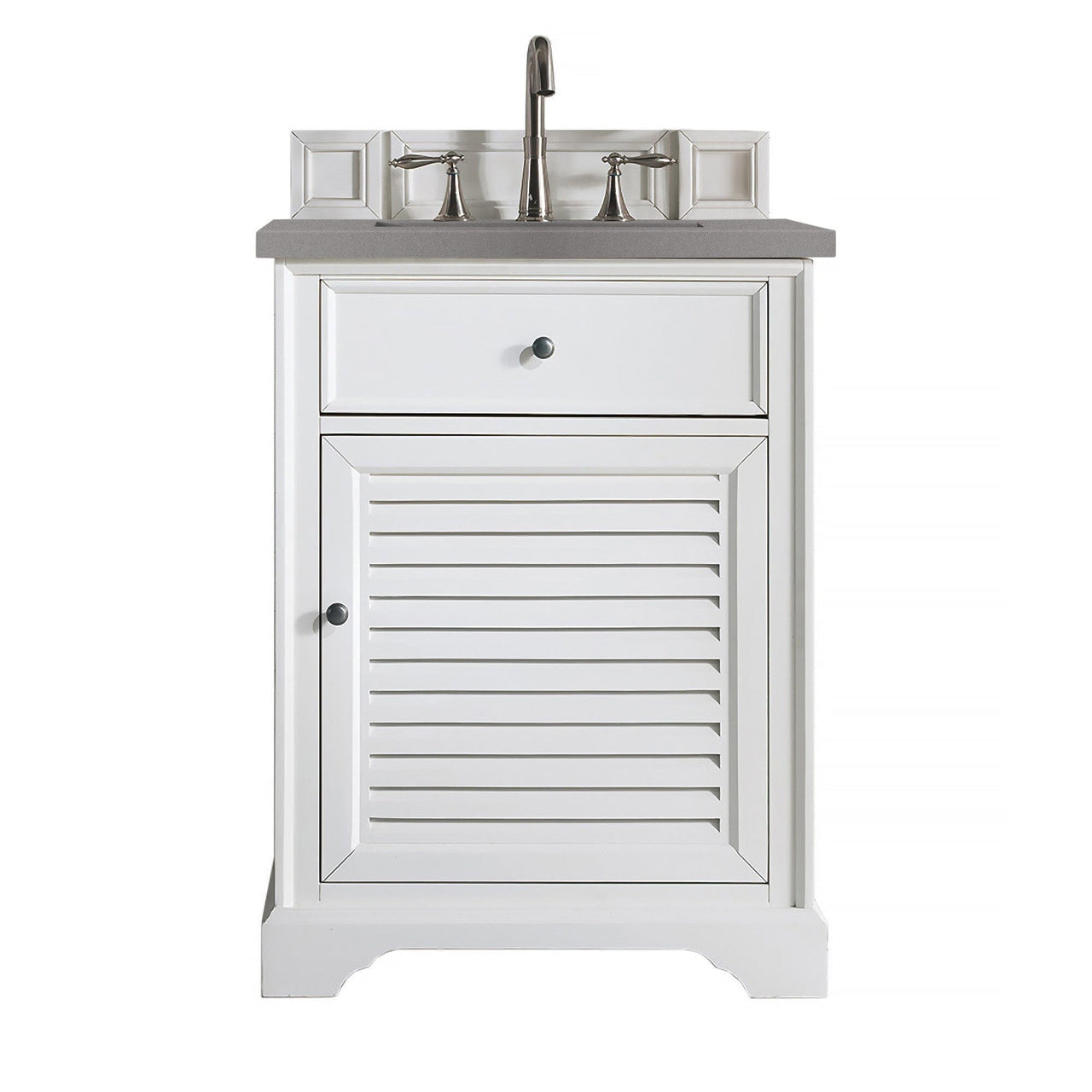 James Martin Savannah 26" Single Vanity Vanity James Martin Bright White w/ 3 CM Grey Expo Quartz Top 