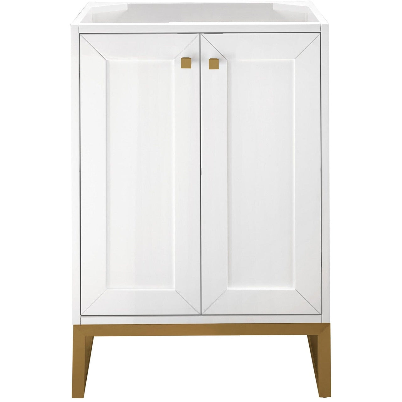 James Martin Chianti 24" Single Vanity Vanity James Martin Glossy White - Radiant Gold Cabinet Only 