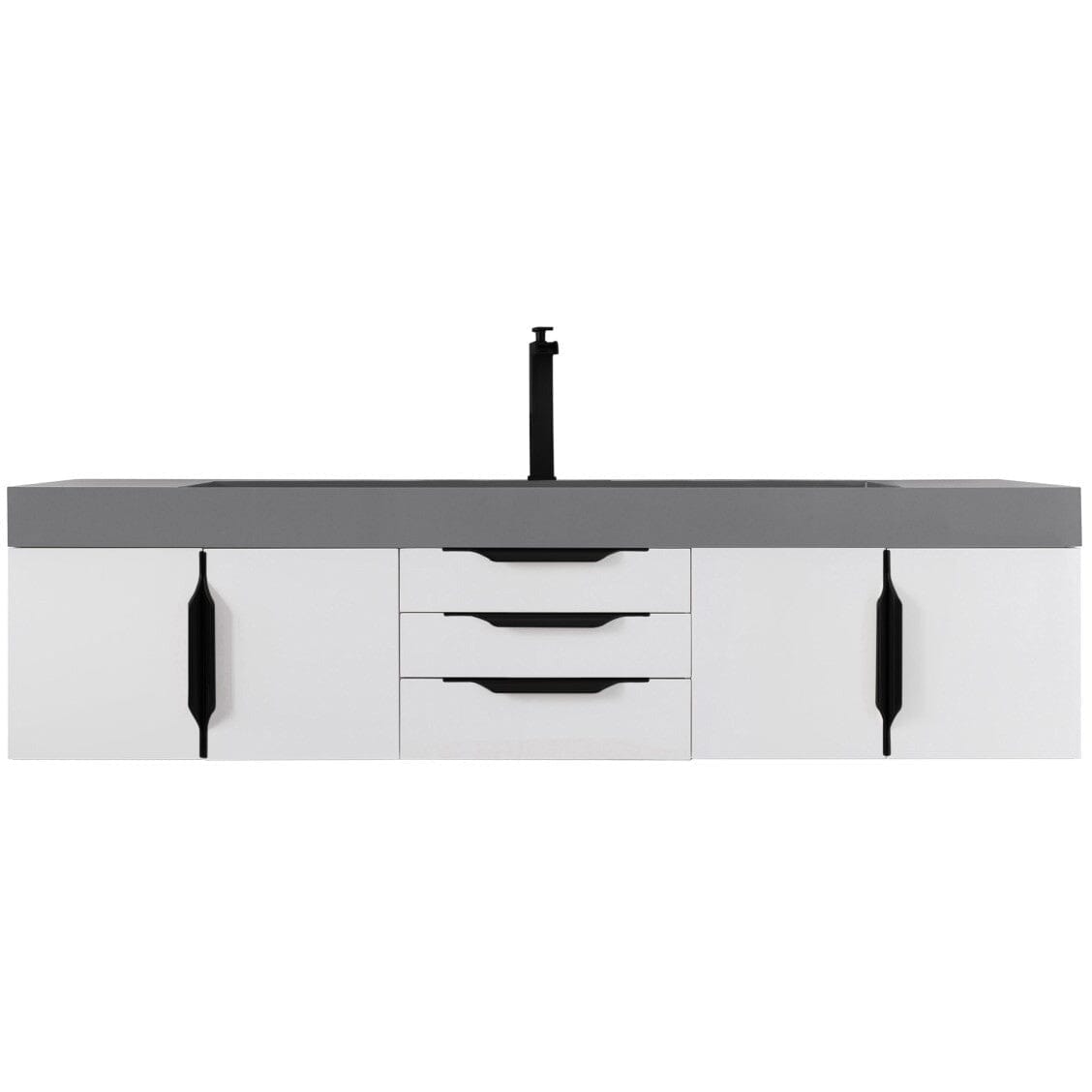 James Martin Mercer Island 72" Single Vanity Vanity James Martin Glossy White - Matte Black w/ Dusk Grey Glossy Composite Top 