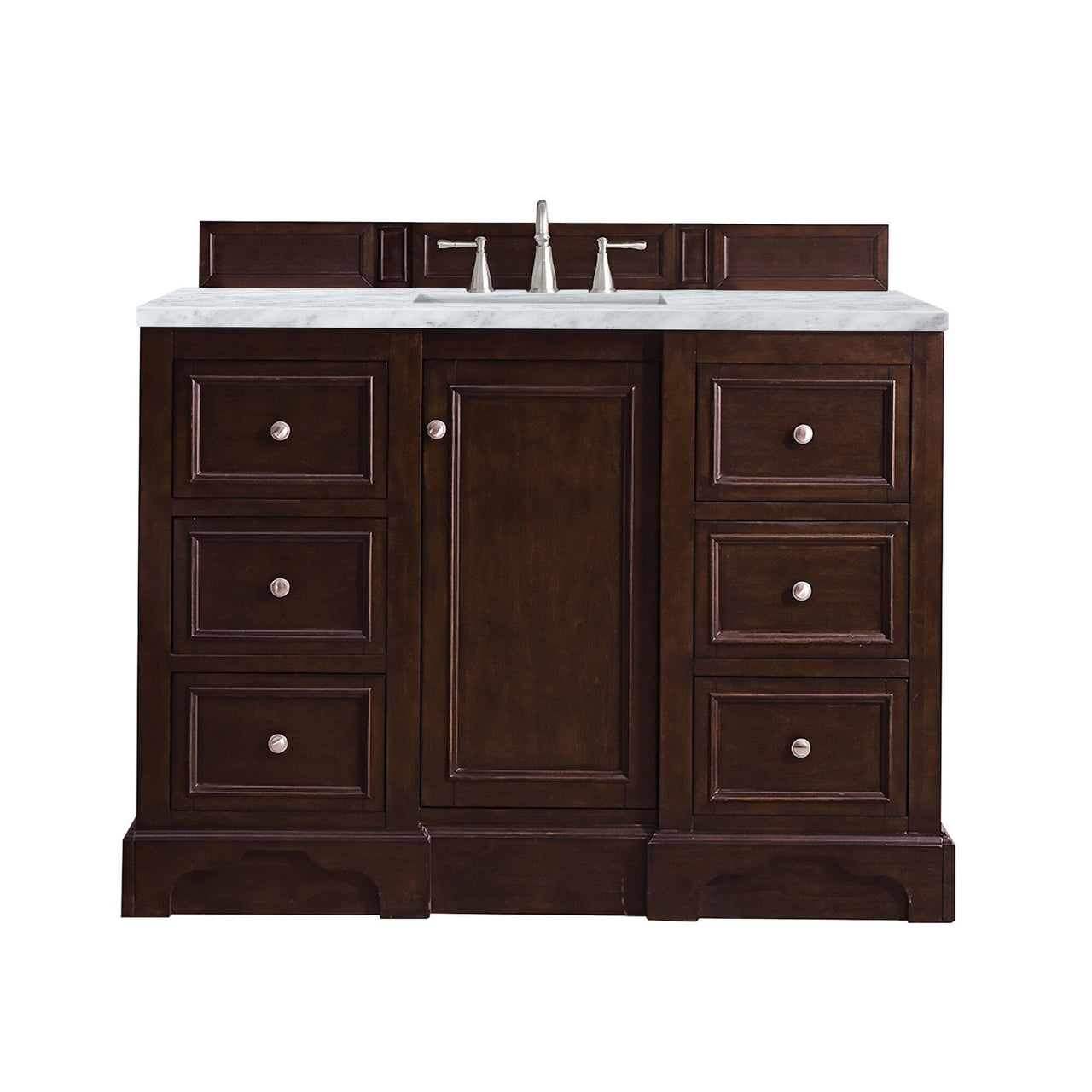 James Martin De Soto 48" Single Vanity Vanity James Martin Burnished Mahogany w/ 3 CM Carrara Marble Top 