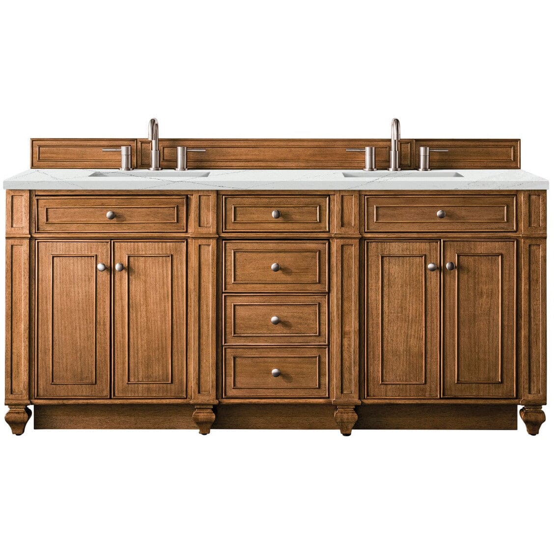 James Martin Bristol 72" Double Vanity Vanity James Martin Saddle Brown w/ 3 CM Ethereal Noctis Quartz Top 