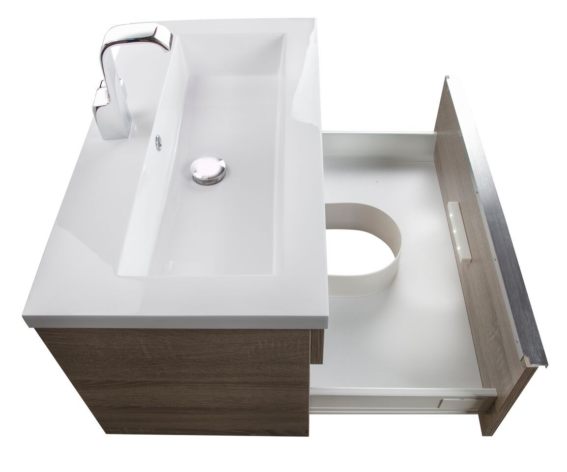 Trough Collection 30" Wall Mount Modern Bathroom Vanity - Dorato By Cutler Cutler Kitchen & Bath Vanity 