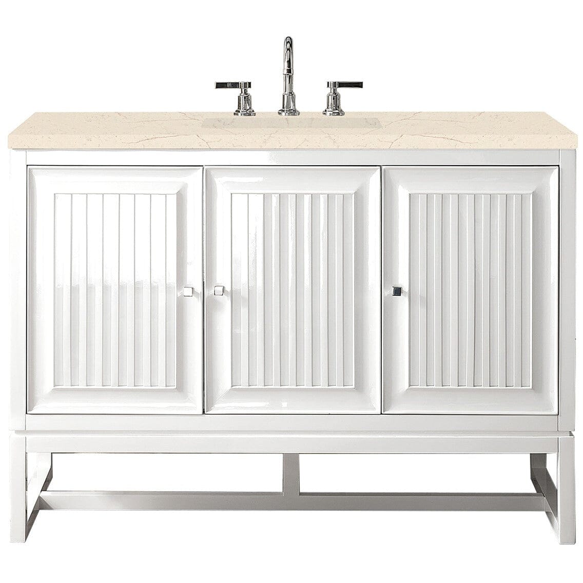 James Martin Athens 48" Single Vanity Vanity James Martin Glossy White w/ 3 CM Eternal Marfil Top 