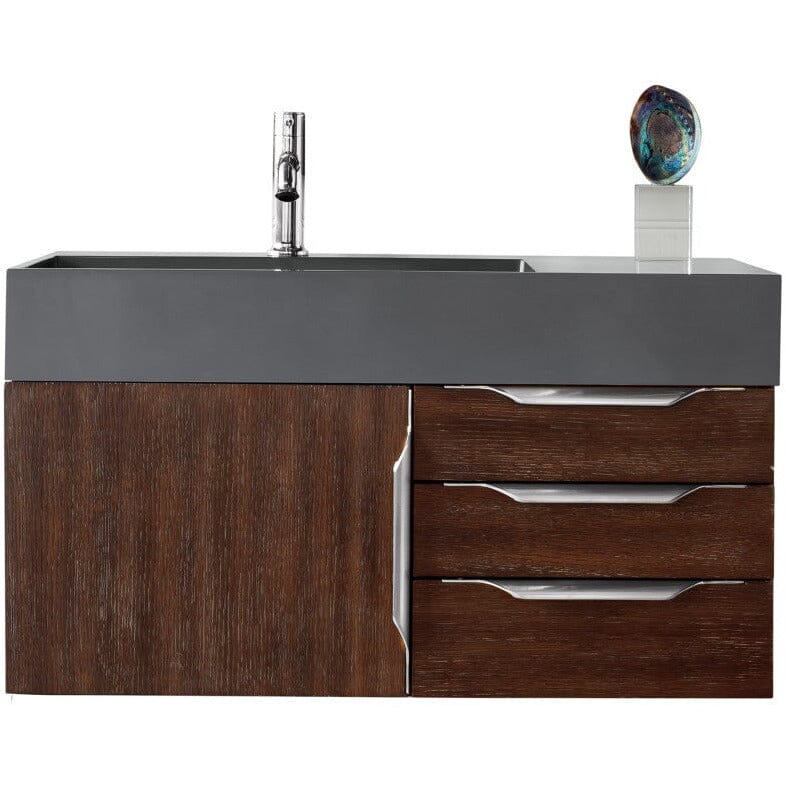 James Martin Mercer Island 36" Single Vanity Vanity James Martin Coffee Oak w/ Dusk Grey Glossy Composite Top 