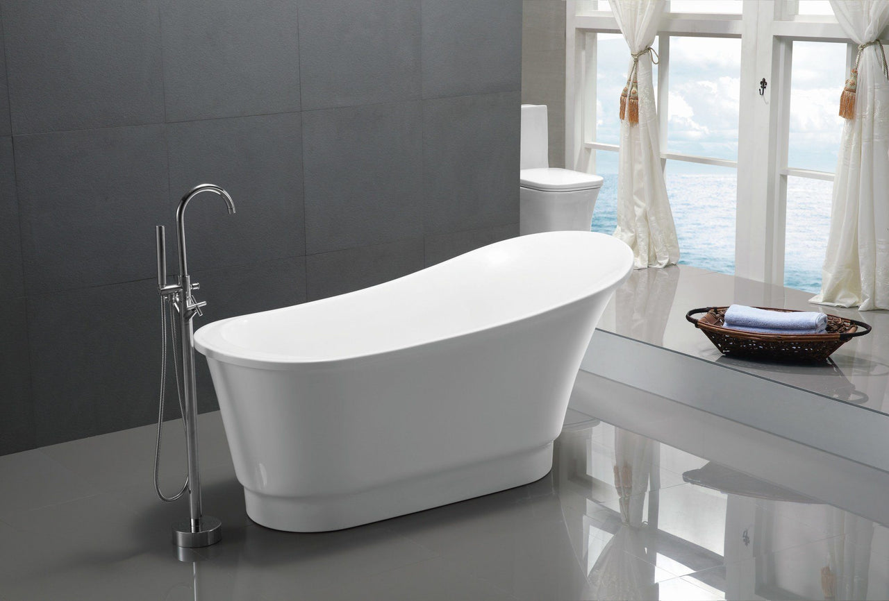ANZZI Prima Series 5.58 ft. Freestanding Bathtub in White FreeStanding Bathtub ANZZI 