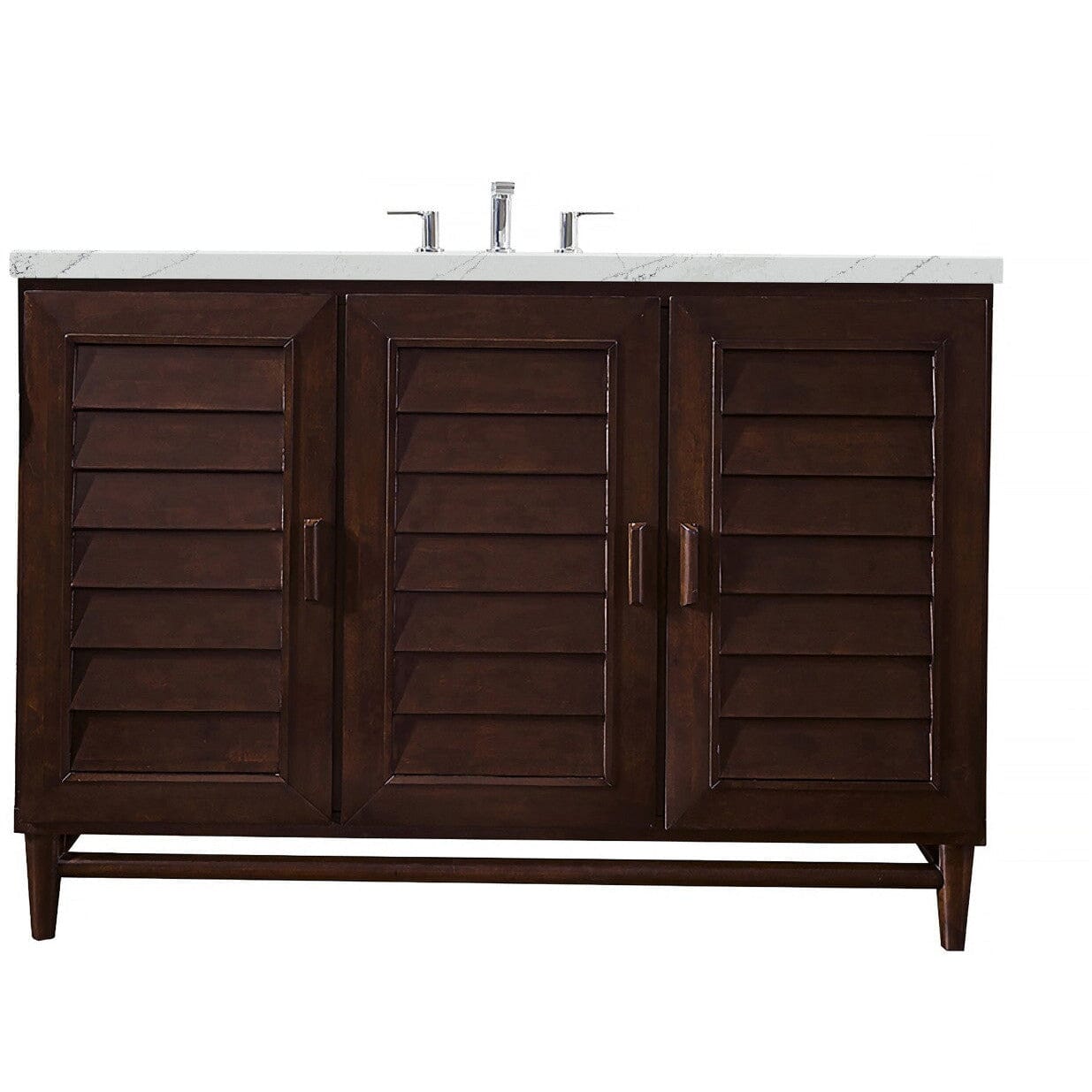 James Martin Portland 48" Single Vanity Vanity James Martin Burnished Mahogany w/ 3 CM Ethereal Noctis Quartz Top 