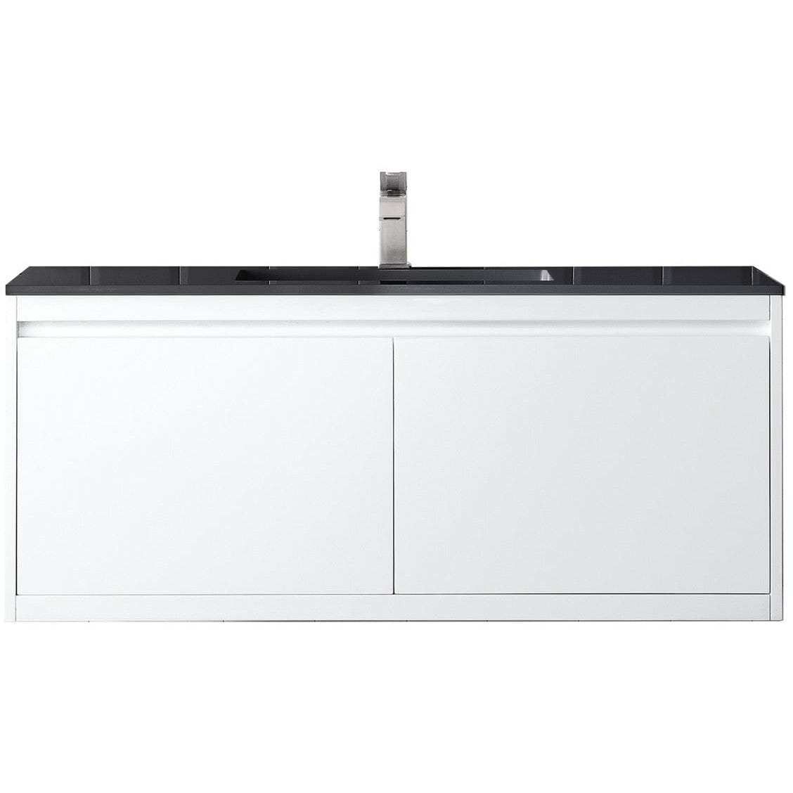 James Martin Milan 47.3" Single Vanity Vanity James Martin Glossy White w/Charcoal Black Composite Top 