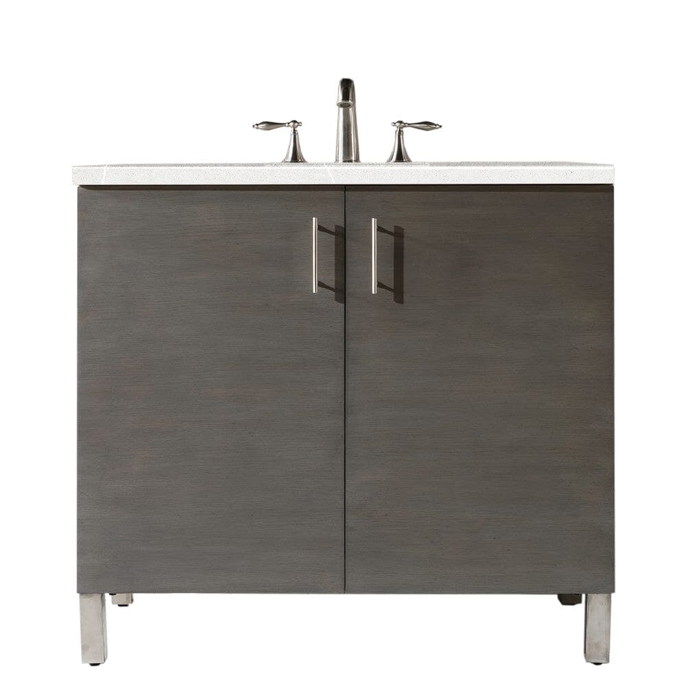 James Martin Metropolitan 36" Single Vanity Vanity James Martin Silver Oak w/ 3 CM Eternal Serena Quartz Top 
