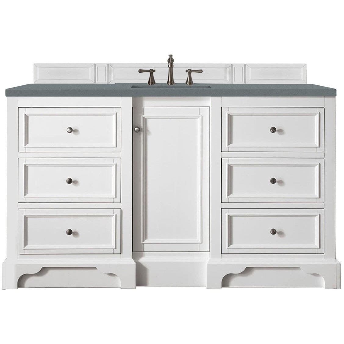 James Martin De Soto 60" Single Vanity Vanity James Martin Bright White w/ 3 CM Cala Blue Quartz Top 
