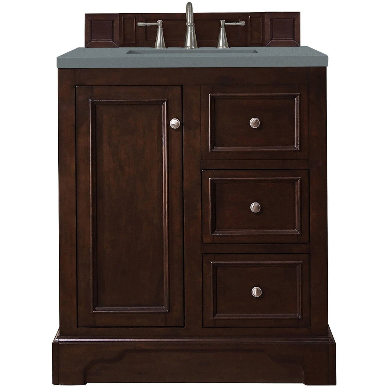 James Martin De Soto 30" Single Vanity Vanity James Martin Burnished Mahogany w/ 3 CM Cala Blue Quartz Top 