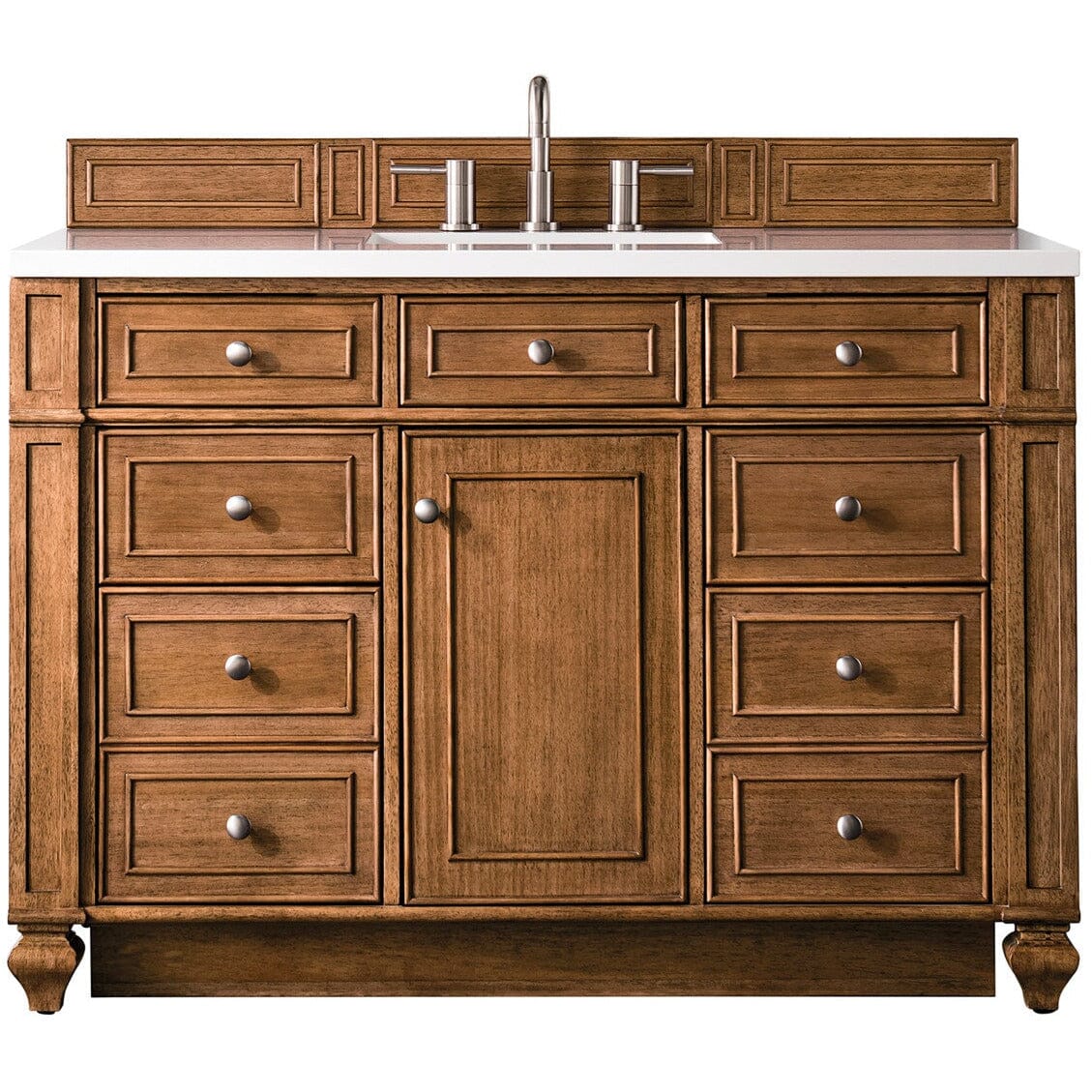 James Martin Bristol 48" Single Vanity Vanity James Martin Saddle Brown w/ 3 CM Classic White Quartz Top 