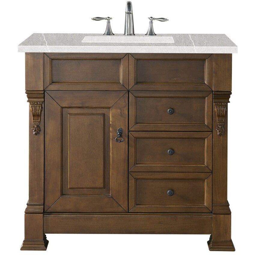 James Martin Brookfield 36" Single Vanity Vanities James Martin Country Oak w/ 3 CM Eternal Serena Quartz Top 