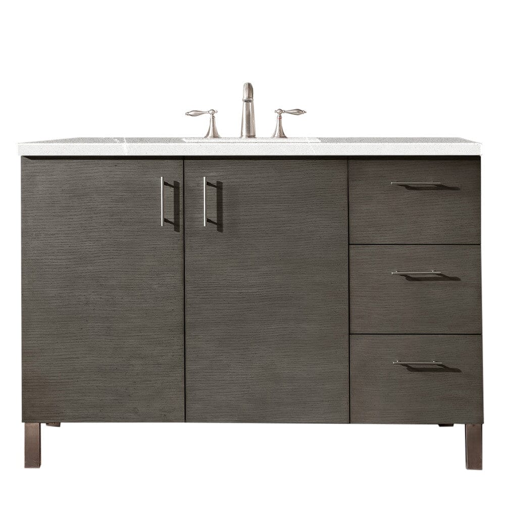 James Martin Metropolitan 48" Single Vanity Vanity James Martin Silver Oak w/ 3 CM Eternal Serena Quartz Top 