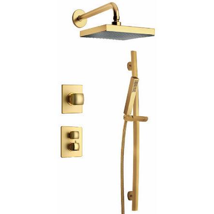 Latoscana Lady thermostatic valve with 3/4" ceramic disk in Matt Gold bathtub and showerhead faucet systems Latoscana 
