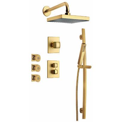 Latoscana Lady Thermostatic Valve With 3/4" Ceramic Disc In Matt Gold bathtub and showerhead faucet systems Latoscana 