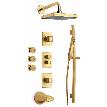 Latoscana Lady Thermostatic Valve With 3/4" Ceramic Disk In Matt Gold bathtub and showerhead faucet systems Latoscana 