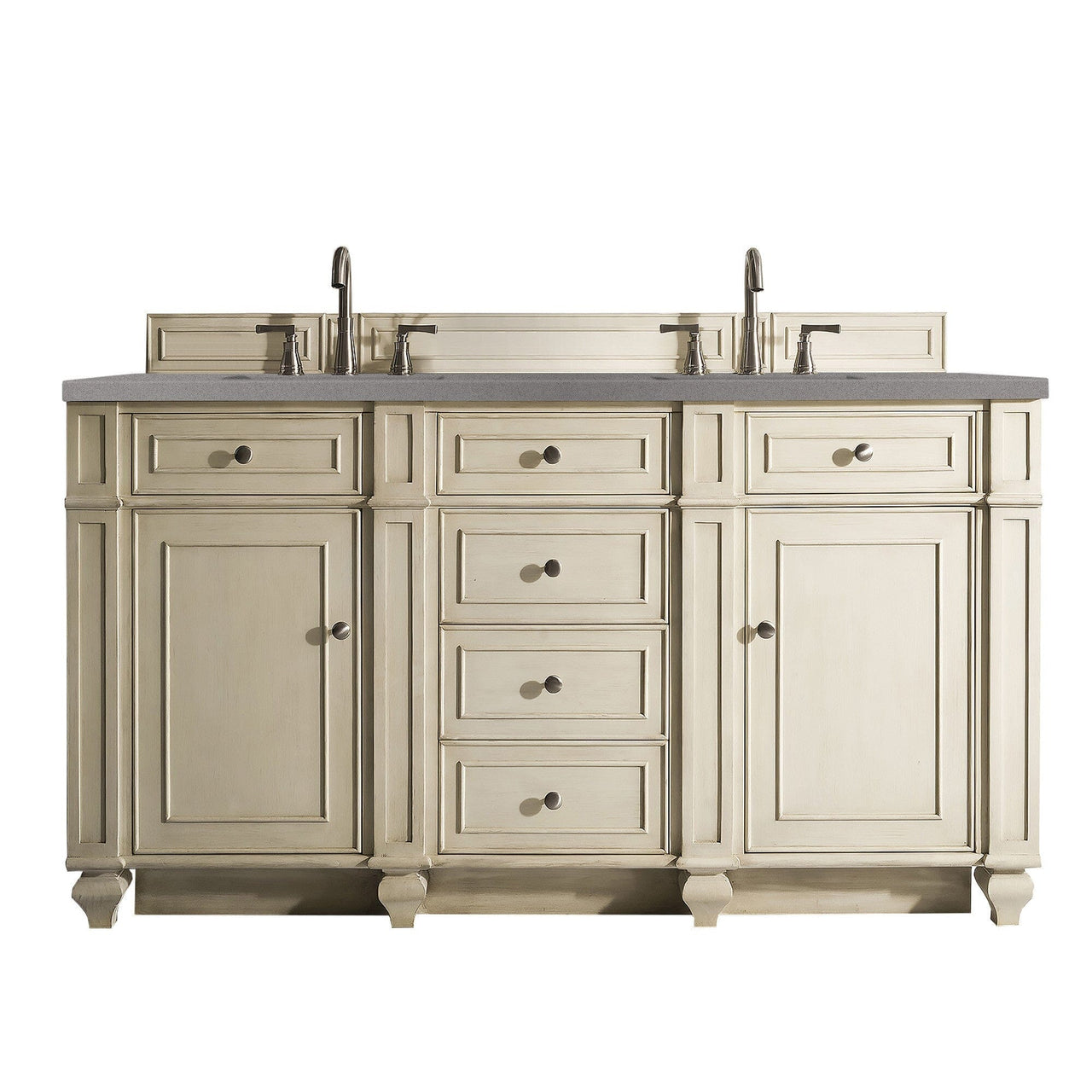 James Martin Bristol 60" Double Vanity Vanity James Martin Vintage Vanilla w/ 3 CM Grey Expo Quartz Top 