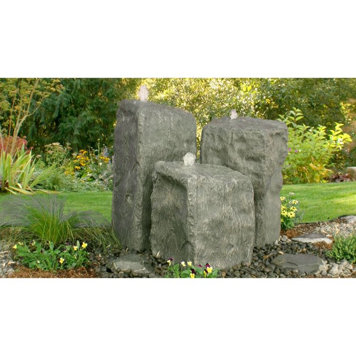 GFRC Bubbling Boulders LA7200T Watershed Triple Fountain Kit Fountain Blue Thumb 