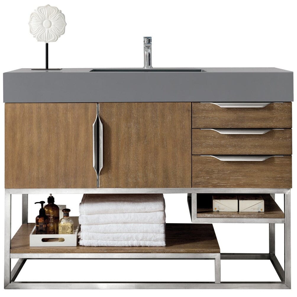 James Martin Columbia 48" Single Vanity Vanity James Martin Latte Oak w/ Dusk Grey Glossy Composite Top 