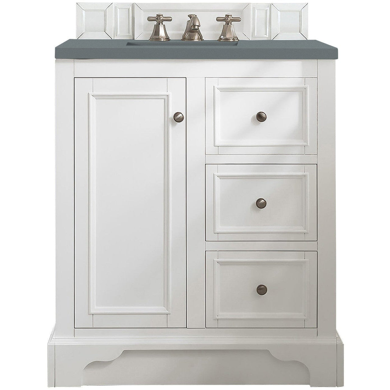 James Martin De Soto 30" Single Vanity Vanity James Martin Bright White w/ 3 CM Cala Blue Quartz Top 