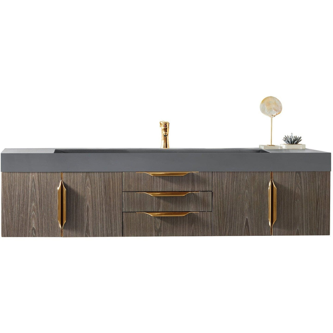 James Martin Mercer Island 72" Single Vanity Vanity James Martin Ash Gray - Radiant Gold w/ Dusk Grey Glossy Composite Top 