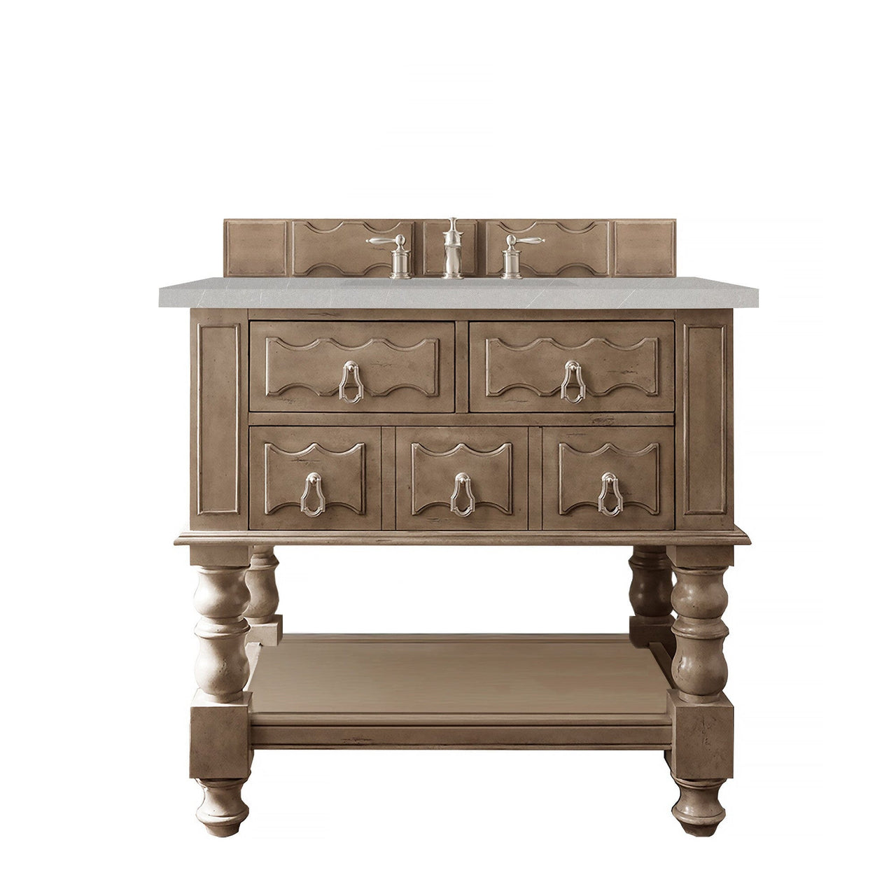 James Martin Castilian 36" Single Vanity Vanity James Martin Empire Gray w/ 3 CM Eternal Serena Quartz Top 