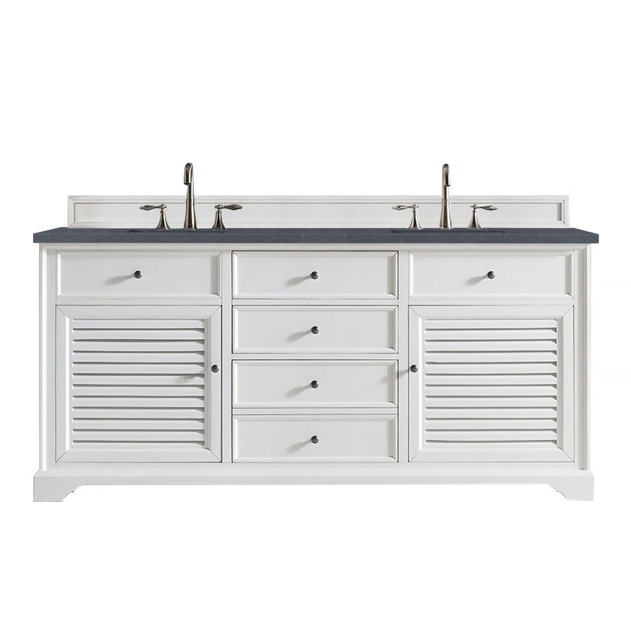 James Martin Savannah 72" Double Vanity Vanity James Martin Bright White w/ 3 CM Charcoal Soapstone Quartz Top 