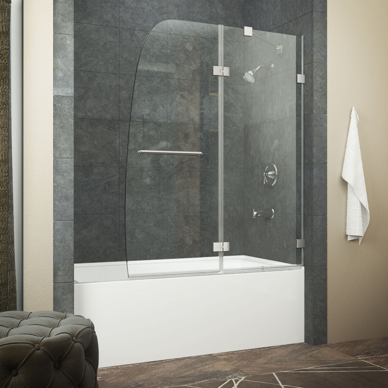 ANZZI 72 x 24 inch frameless shower door in polished chrome