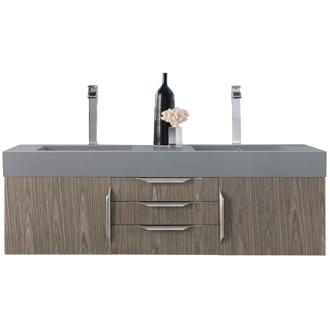 James Martin Mercer Island 59" Double Vanity Vanity James Martin Ash Gray w/ Dusk Grey Glossy Composite Top 