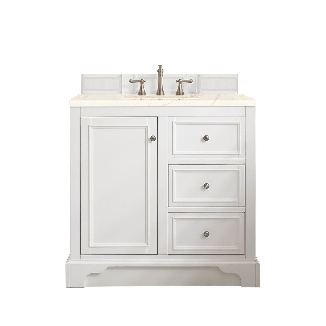 James Martin De Soto 36" Single Vanity Vanity James Martin Bright White w/ 3 CM Eternal Marfil Quartz Top 