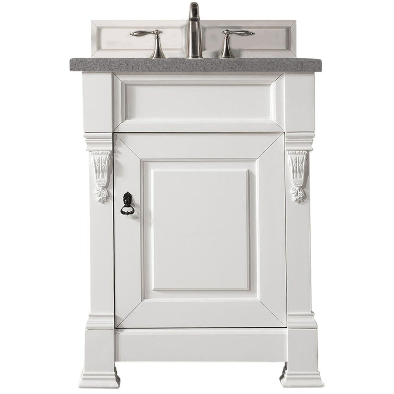 James Martin Brookfield 26" Single Vanity Vanities James Martin Bright White w/ 3 CM Grey Expo Quartz Top 