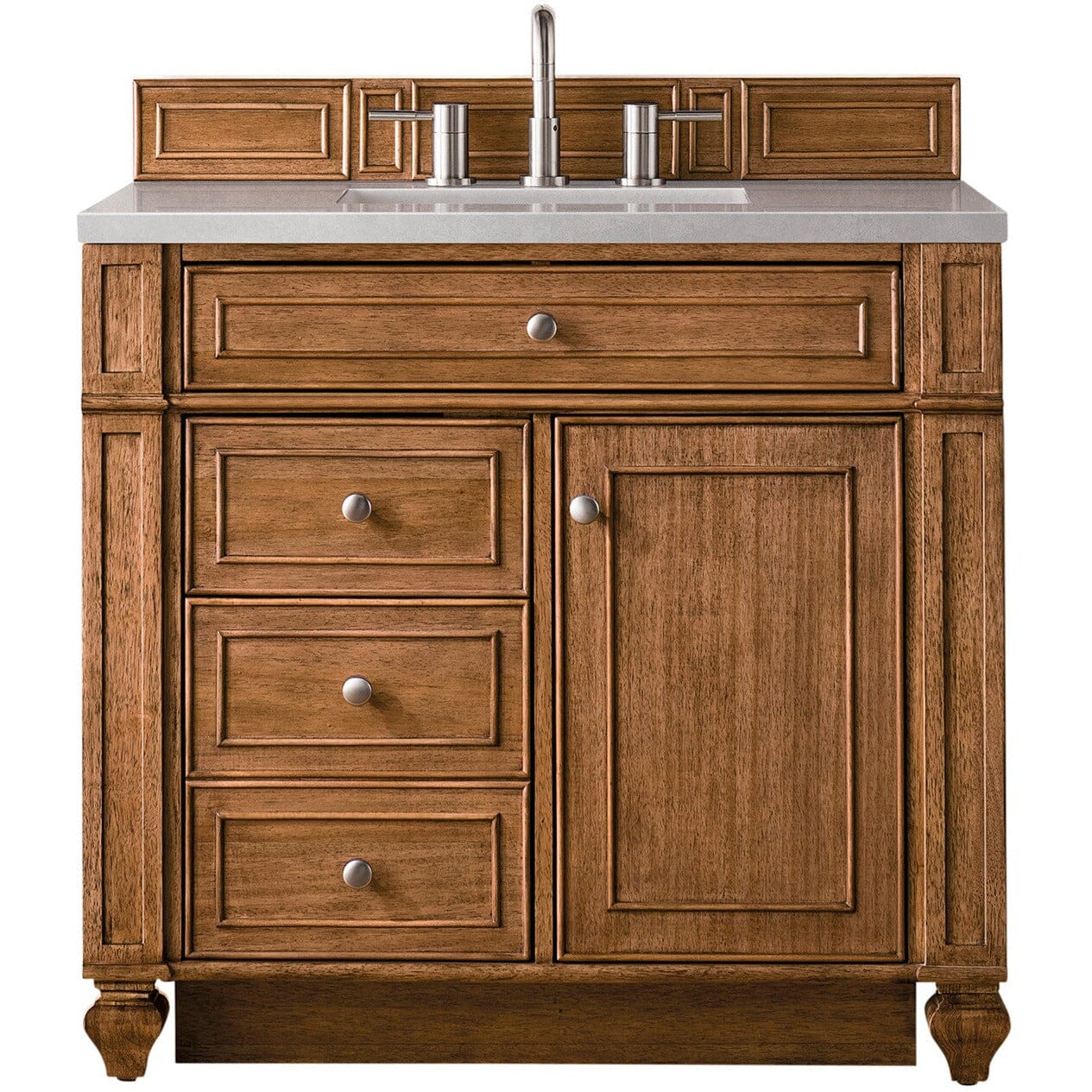 James Martin Bristol 36" Single Vanity Vanity James Martin Saddle Brown w/ 3 CM Eternal Serena Quartz Top 