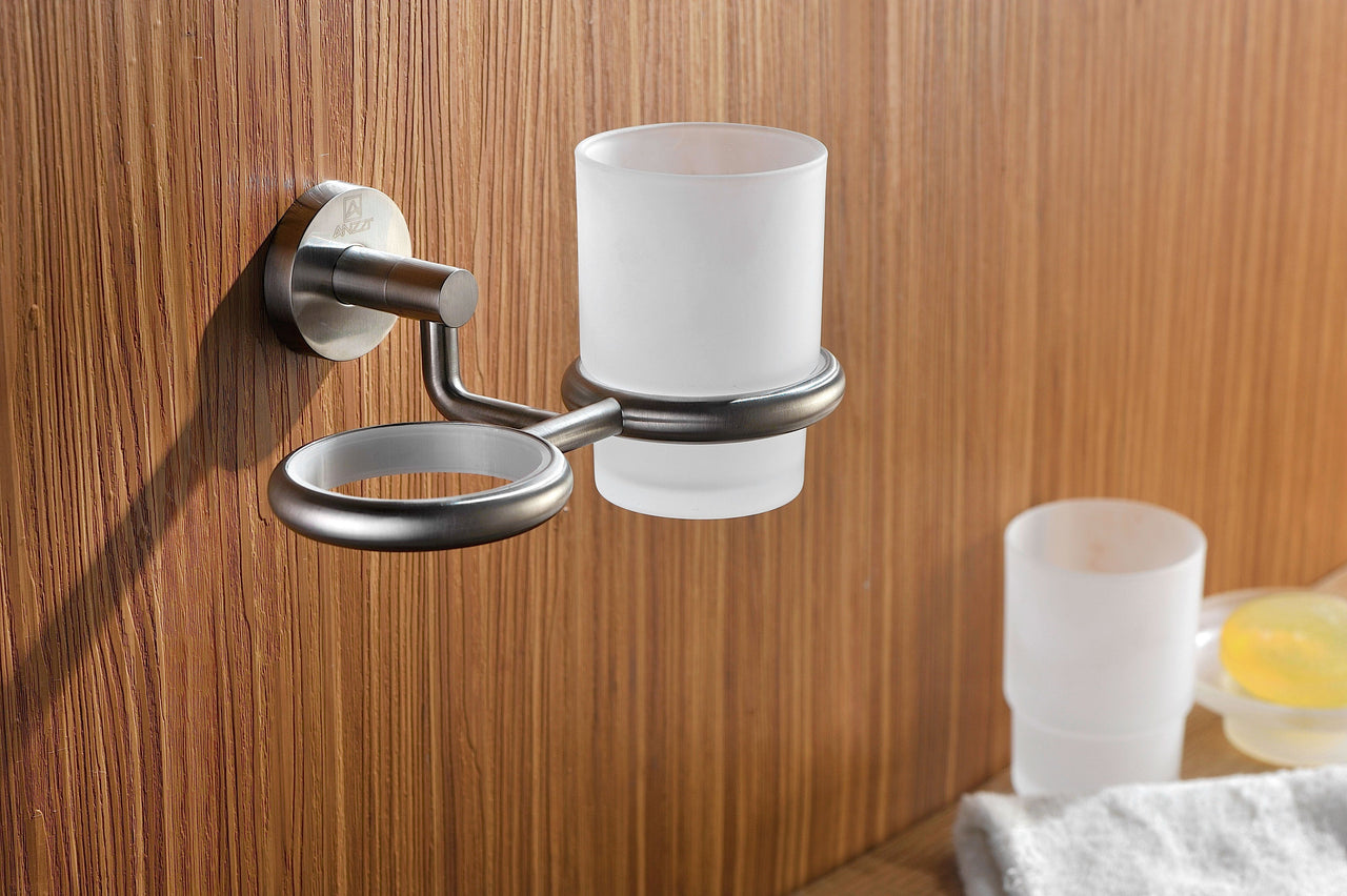 ANZZI Caster Series Double Toothbrush holder in Brushed Nickel Toothbrush Holder ANZZI 