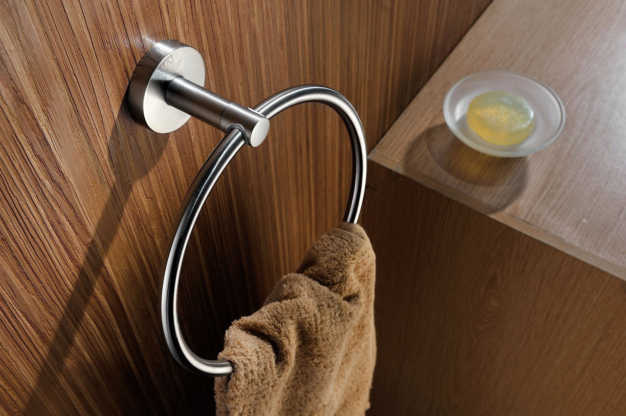 ANZZI Caster Series Towel Ring in Brushed Nickel Towel Ring ANZZI 