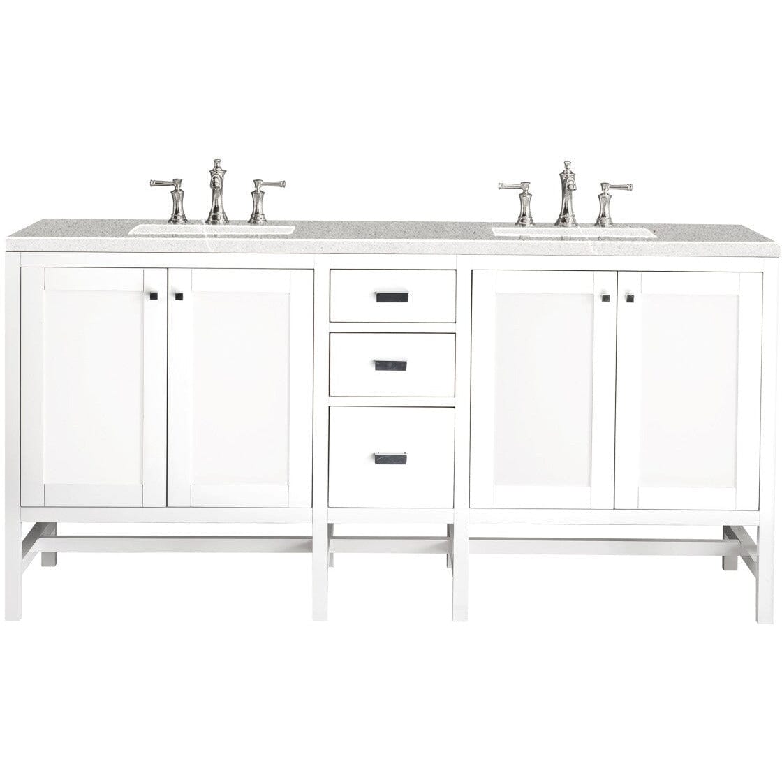 James Martin Addison 72" Double Vanity Vanity James Martin Glossy White w/ 3 CM Eternal Serena Top 