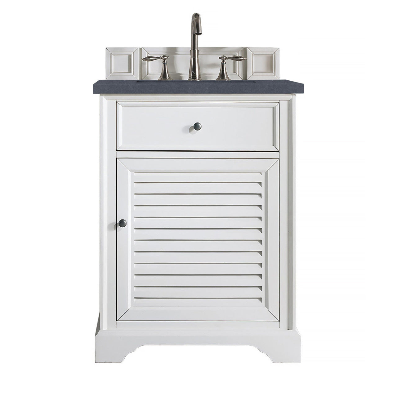 James Martin Savannah 26" Single Vanity Vanity James Martin Bright White w/ 3 CM Charcoal Soapstone Quartz Top 