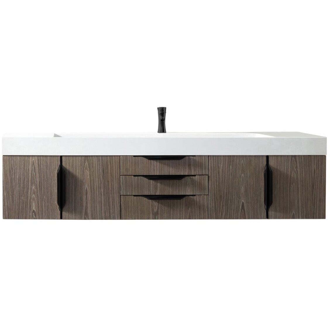 James Martin Mercer Island 72" Single Vanity Vanity James Martin Ash Gray - Matte Black w/ Glossy White Composite Top 
