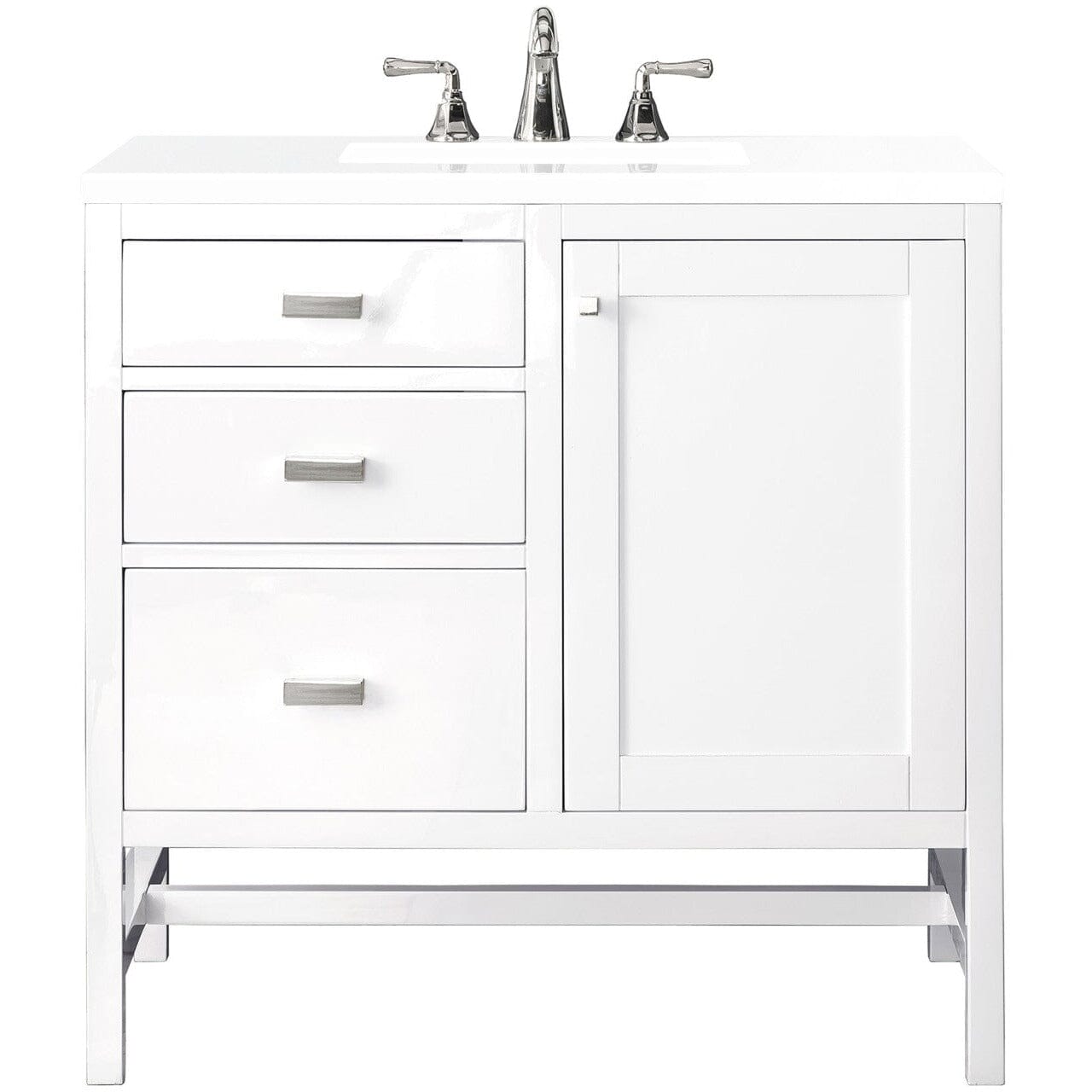 James Martin Addison 36" Single Vanity Vanity James Martin Glossy White w/ 3 CM Classic White Quartz Top 