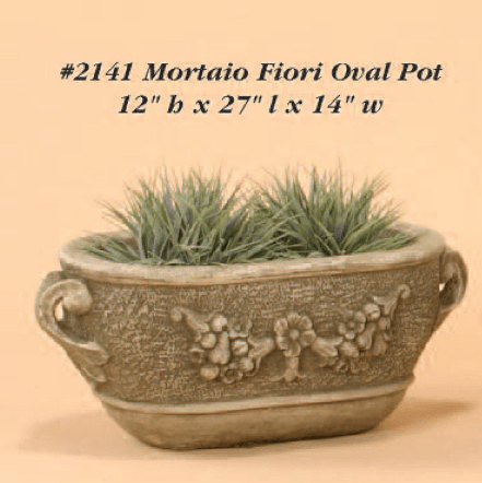Mortaio Fiori Oval Pot Cast Stone Outdoor Garden Planter Planter Tuscan 