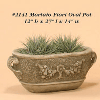 Thumbnail for Mortaio Fiori Oval Pot Cast Stone Outdoor Garden Planter Planter Tuscan 