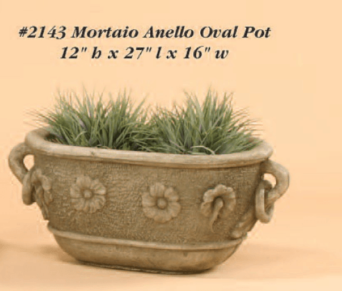 Mortaio Anello Oval Pot Cast Stone Outdoor Garden Planter Planter Tuscan 