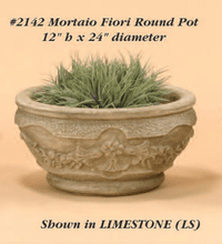 Thumbnail for Mortaio Fiori Round Pot Cast Stone Outdoor Asian Collection Planter Tuscan 