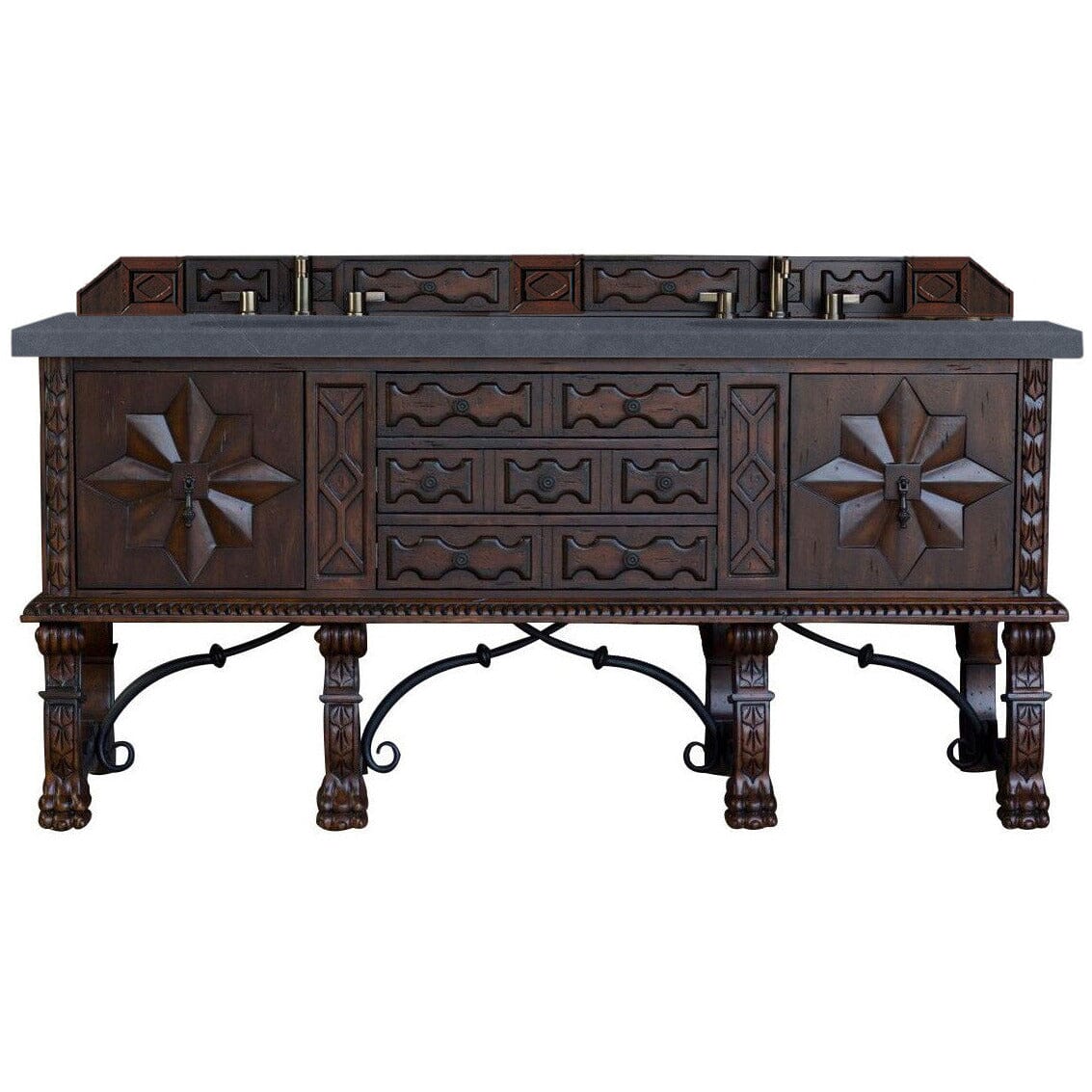 James Martin Balmoral 72" Double Vanity Vanity James Martin Antique Walnut w/ 3 CM Charcoal Soapstone Quartz Top 